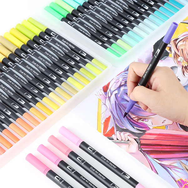 Double-ended Black Barrel Watercolour Marker Pen