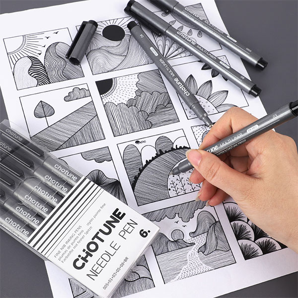 Interchangeable Nibs Black Needle Marker